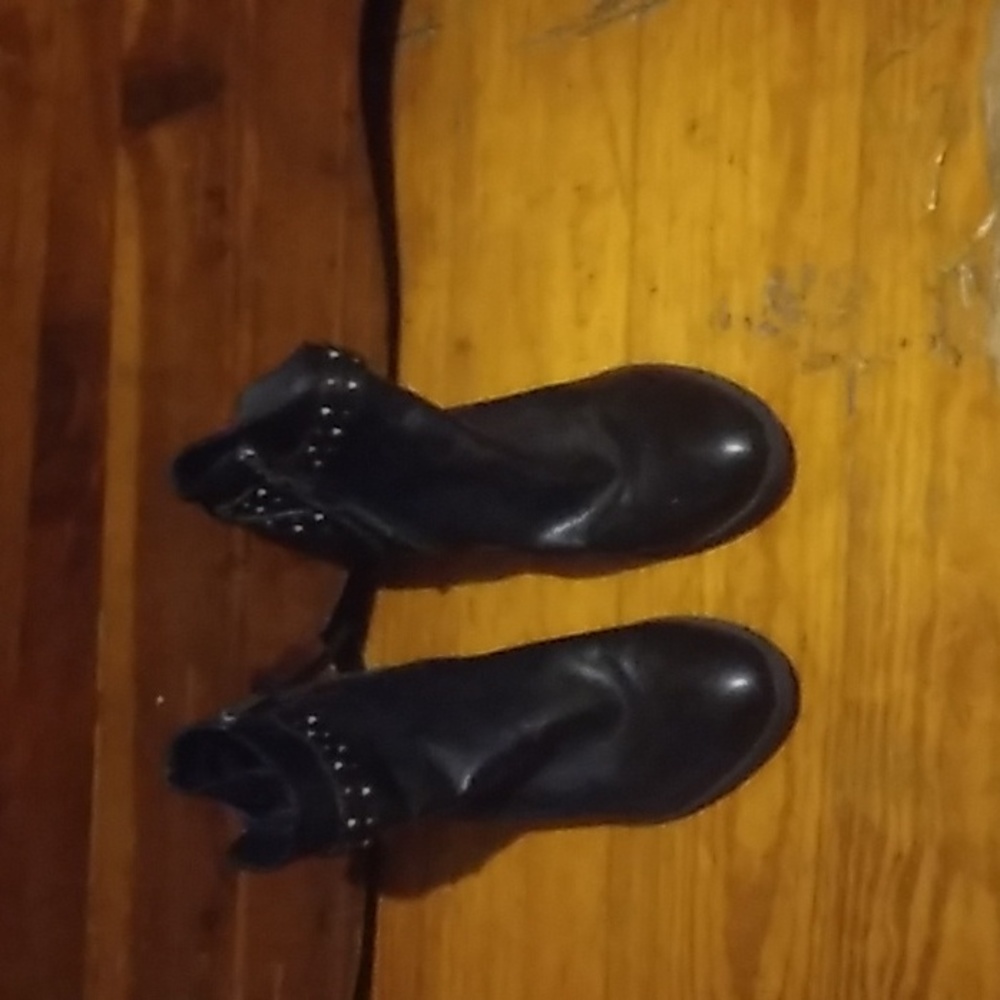 Black buckle studded circus boots ankle